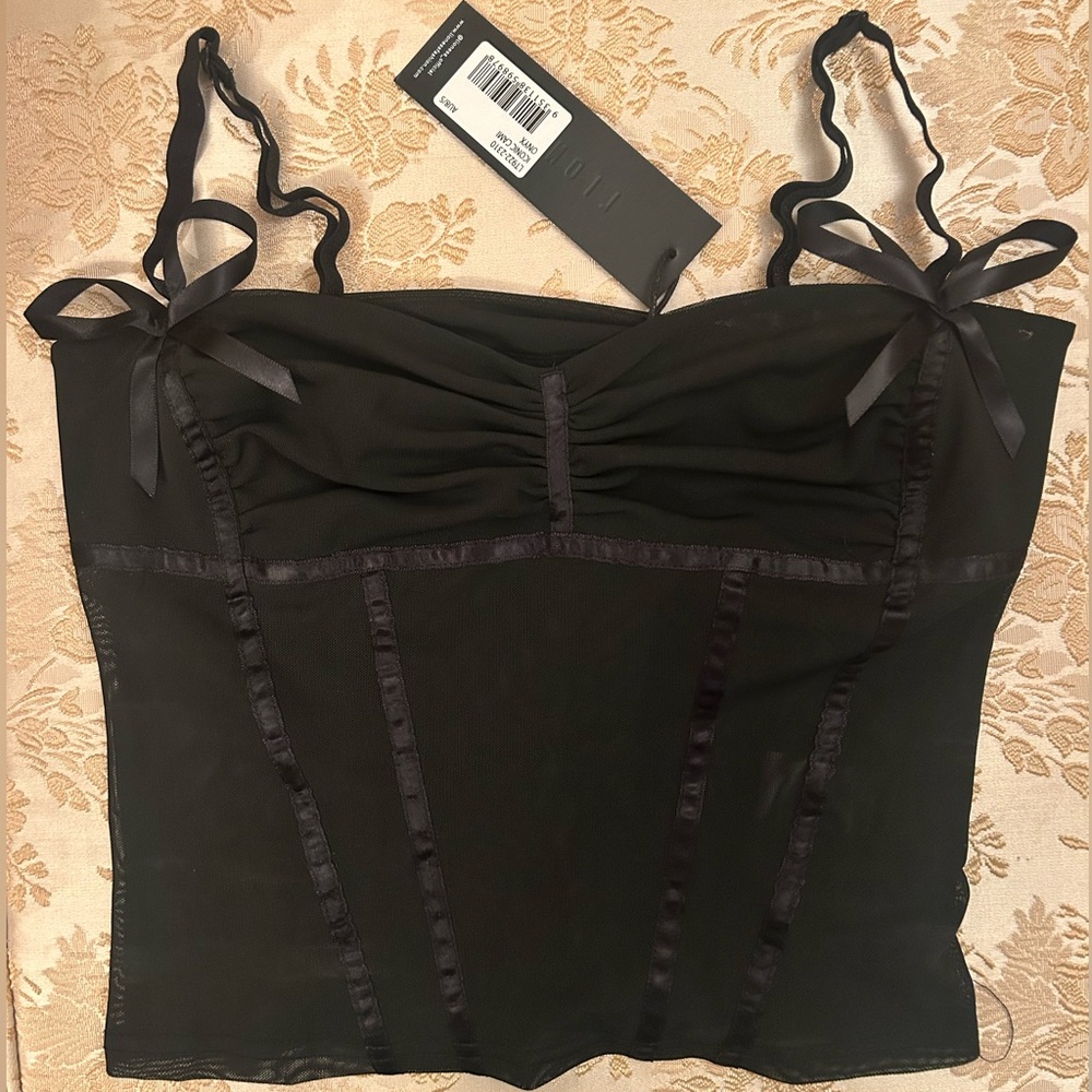 Lioness Black Camisole with Ribbon Details